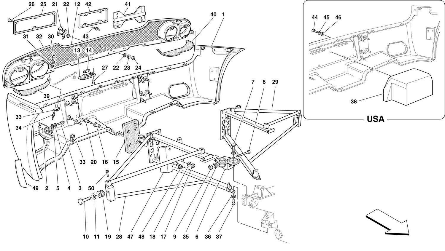 Schematic: Rear Bumper And Supports