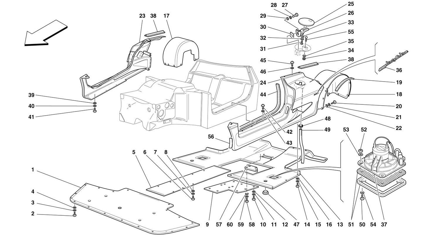 Schematic: Body - Lateral Elements, Flat Floor Pan And Rear Wheelhouses