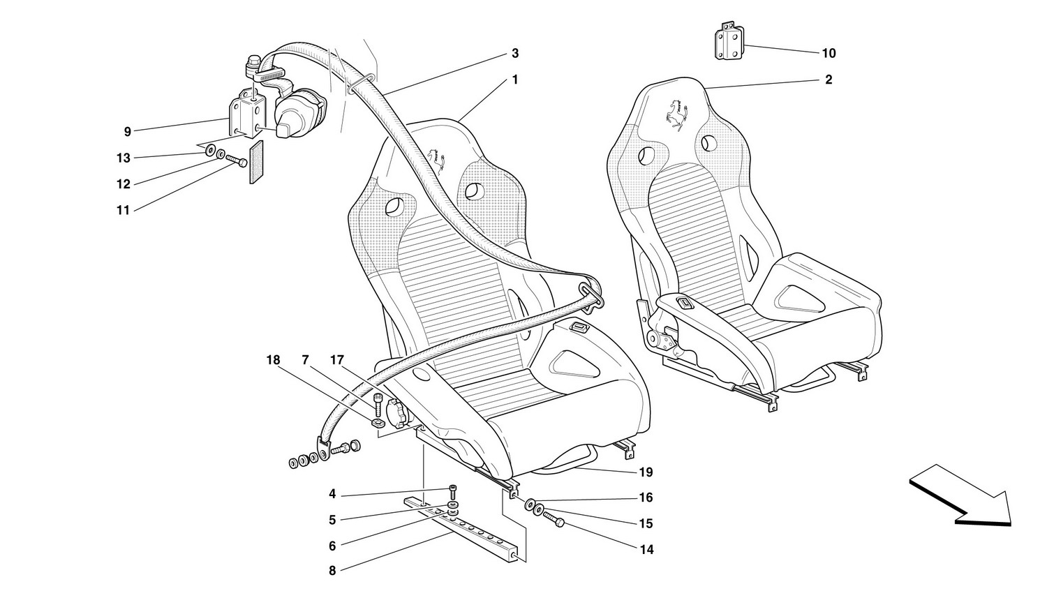 Schematic: Seats And Safety Belts -Not For Usa-