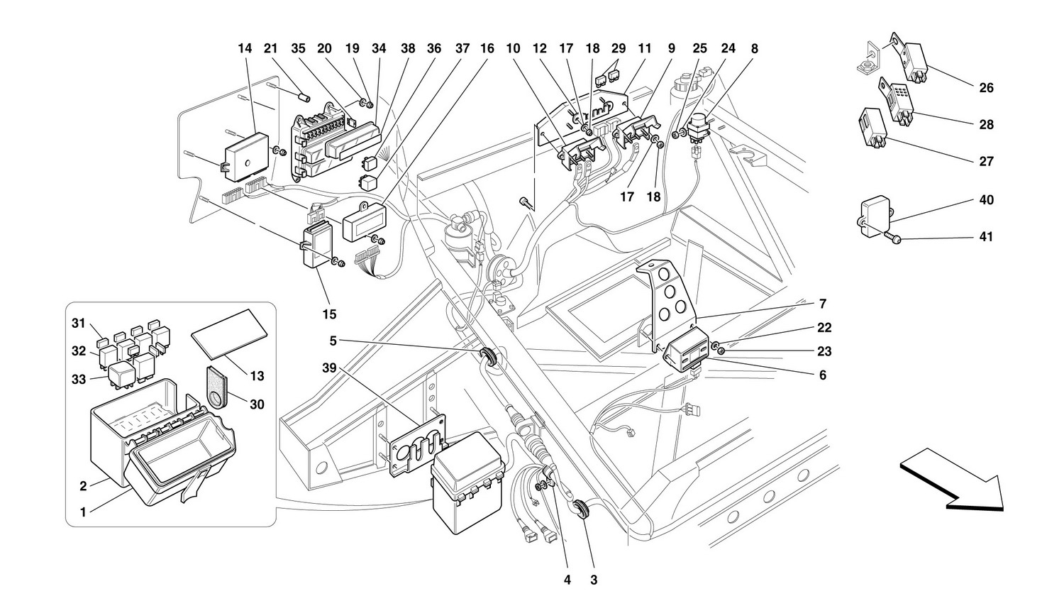 Schematic: Electrical Devices - Front Part/Passengers Compartment Electrical Boards