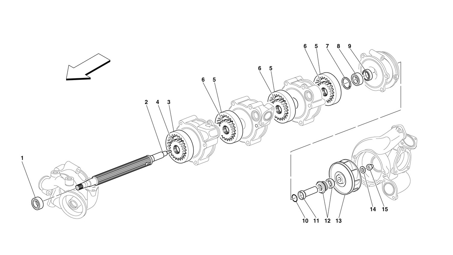 Schematic: Oil/Water Pump - Inner Parts