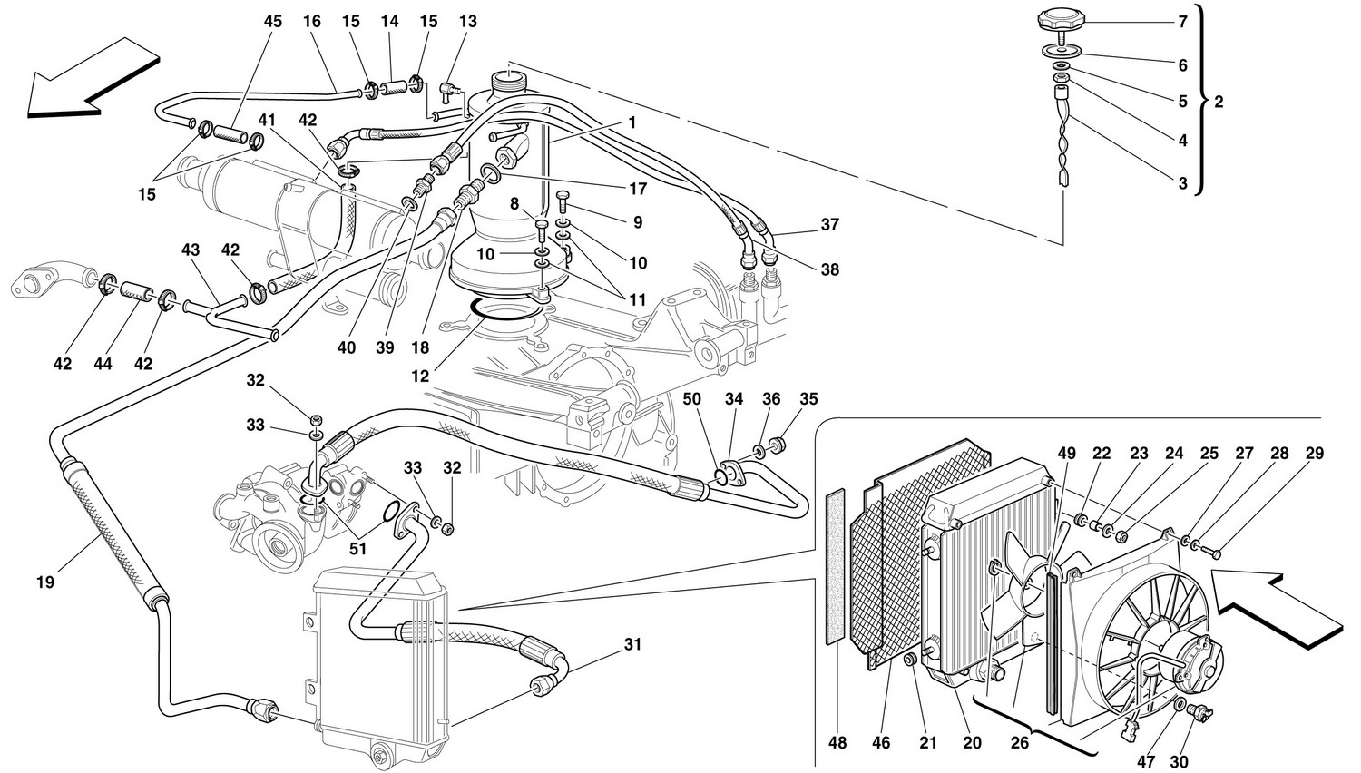 Schematic: Lubrication System - Radiator, Blow-By System And Pipes
