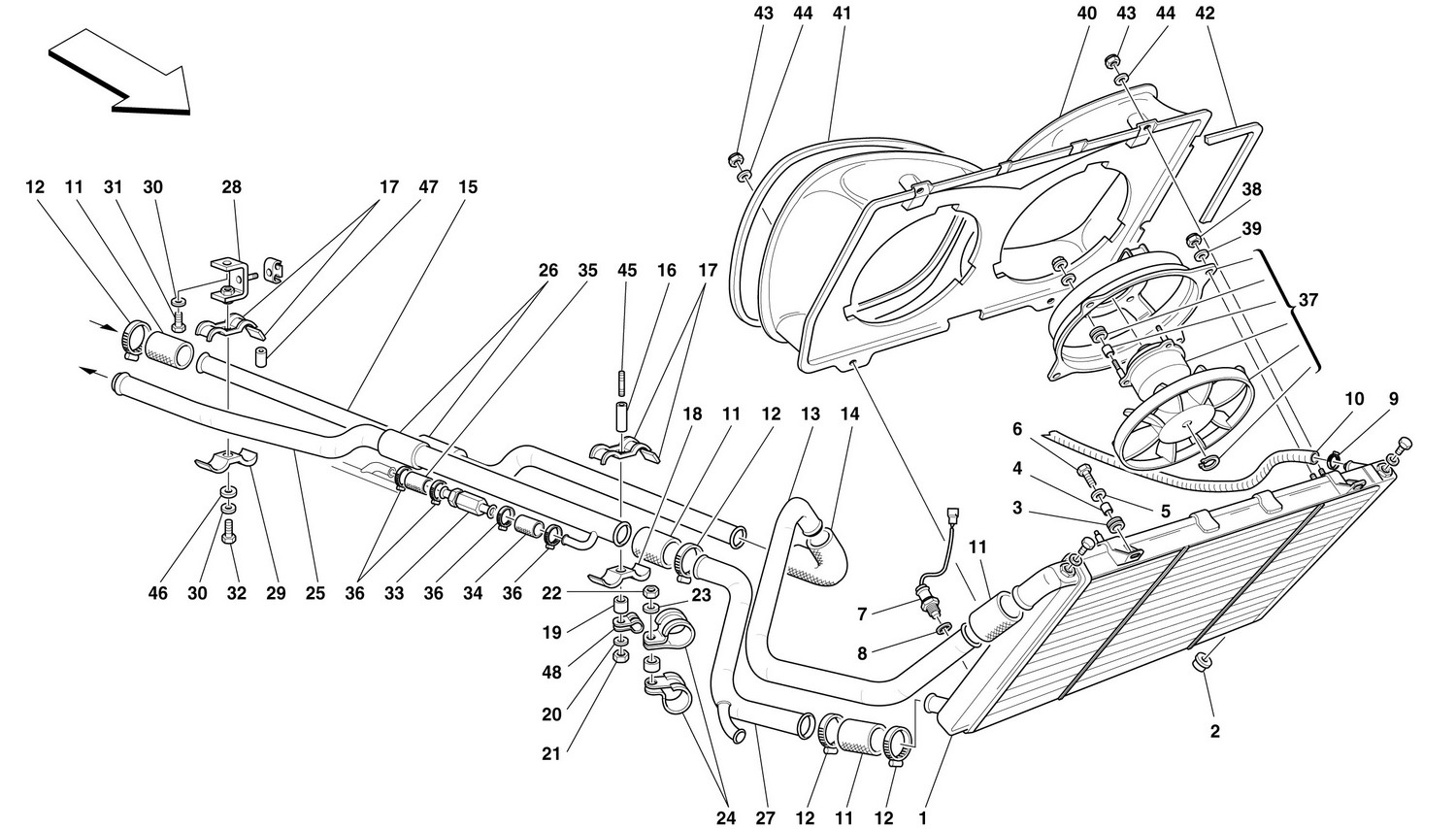 Schematic: Cooling - Radiator And Pipes