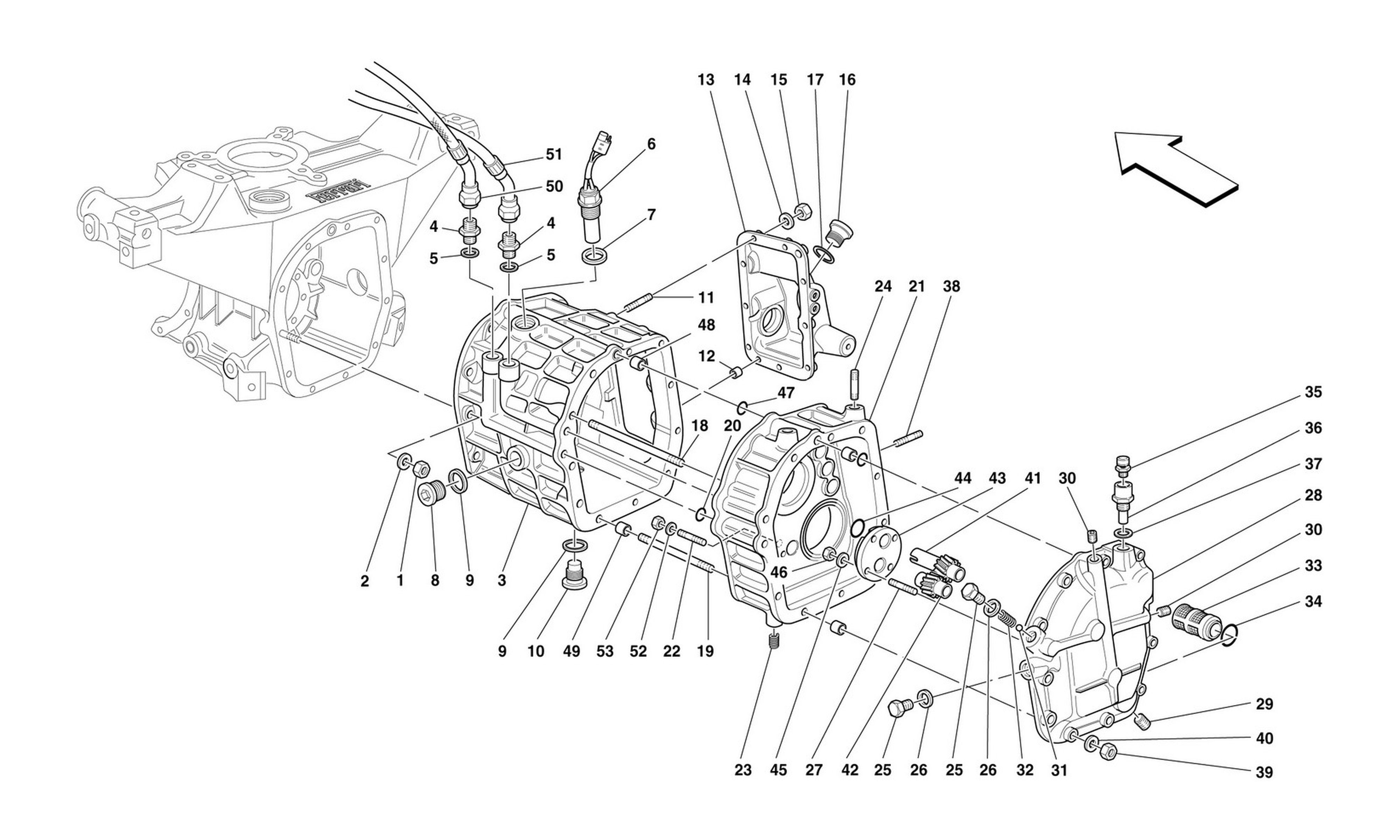 Schematic: Rear Part Gearboxes Housing - Covers And Lubrication