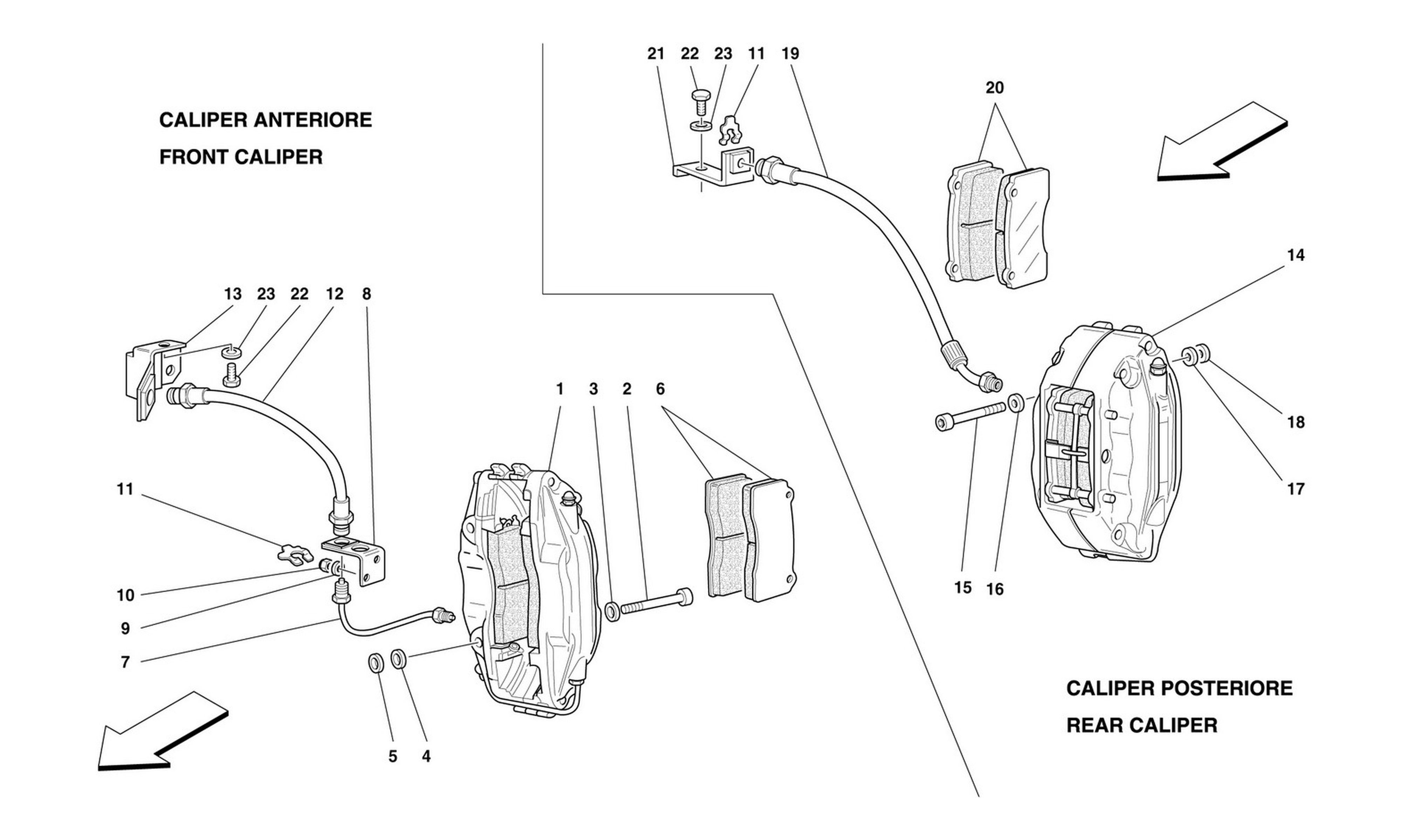 Schematic: Front And Rear Brake Calipers