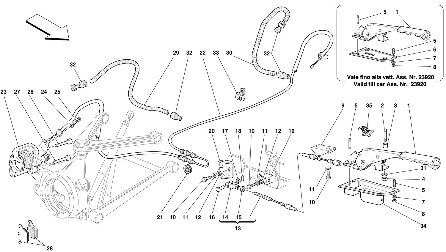Schematic: Hand-Brake Control And Calipers