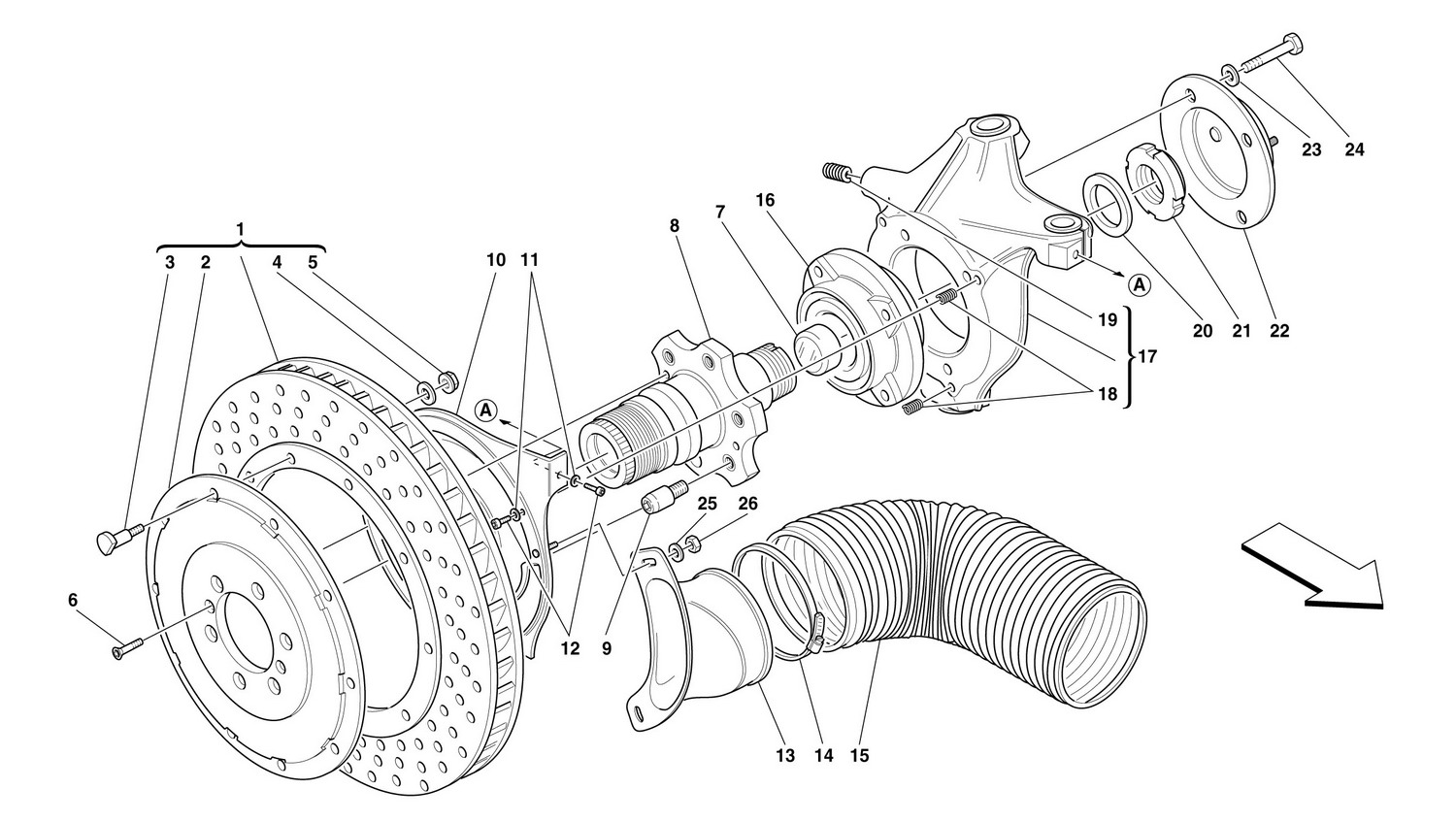 Schematic: Front Brake Disc And Steering Knuckle