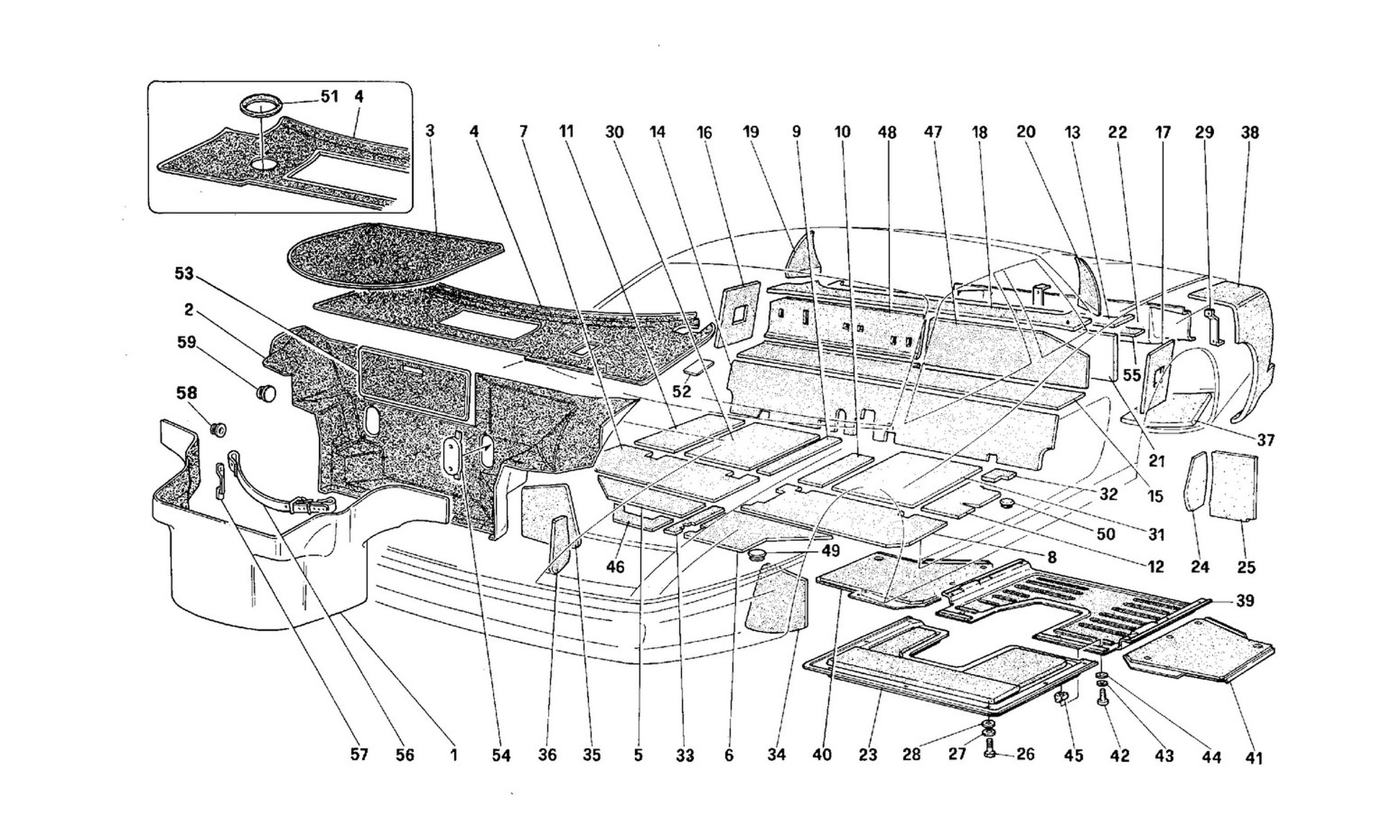 Schematic: Carpet For Luggage Compartment And Insulation Panels
