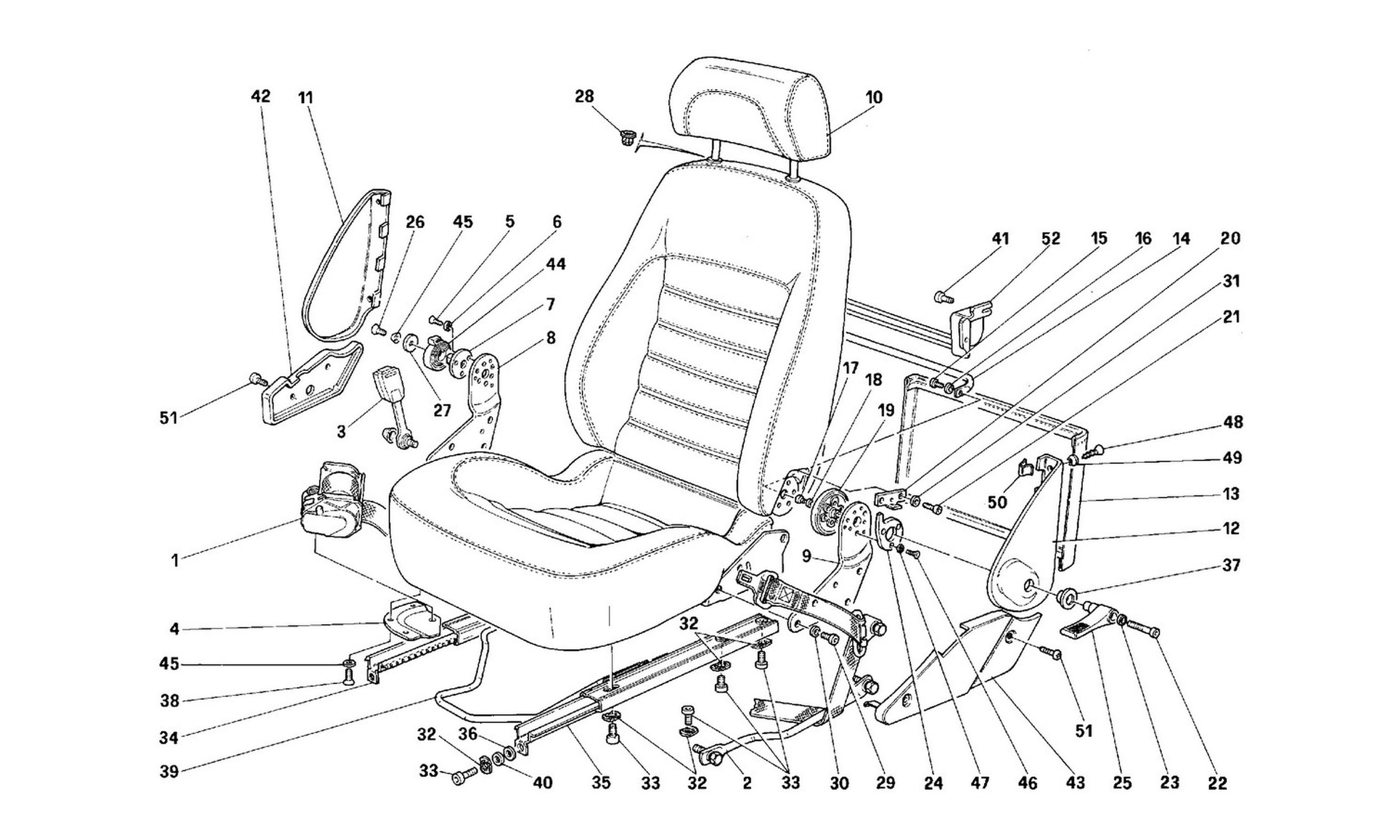 Schematic: Seats And Safety Belts -Valid For Usa
