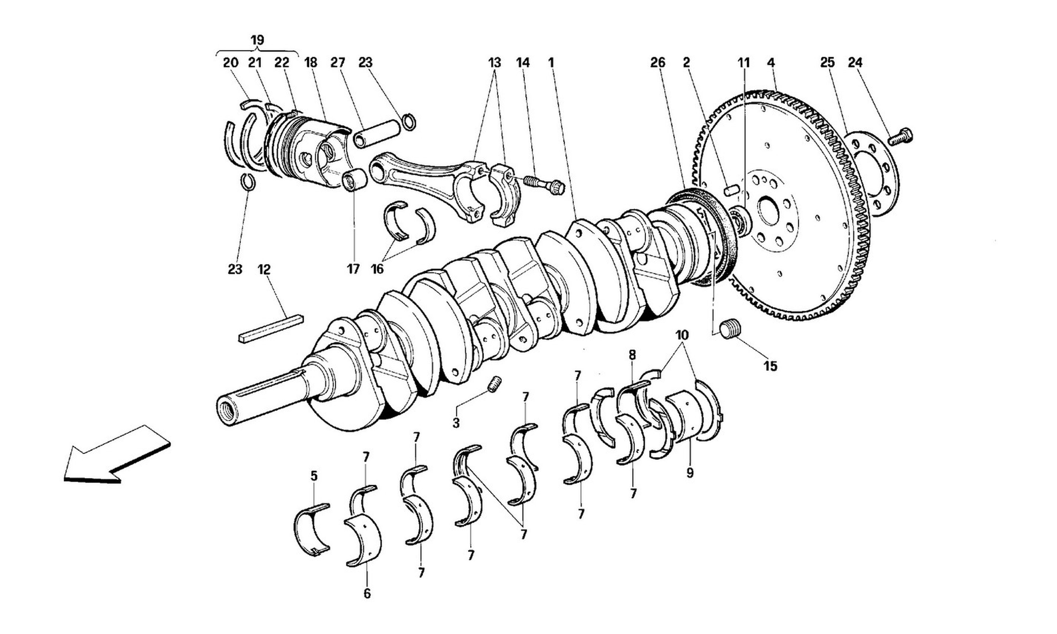 Schematic: Crankshaft - Connecting Rods And Pistons