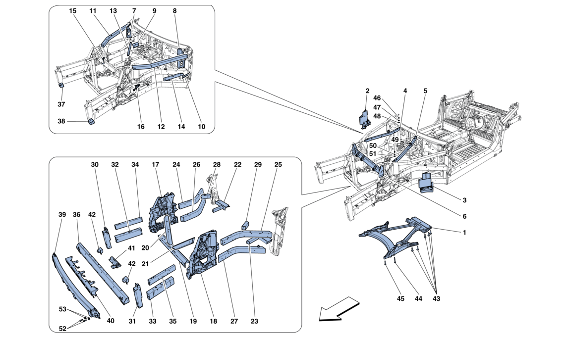 Schematic: Structures And Elements, Front Of Vehicle