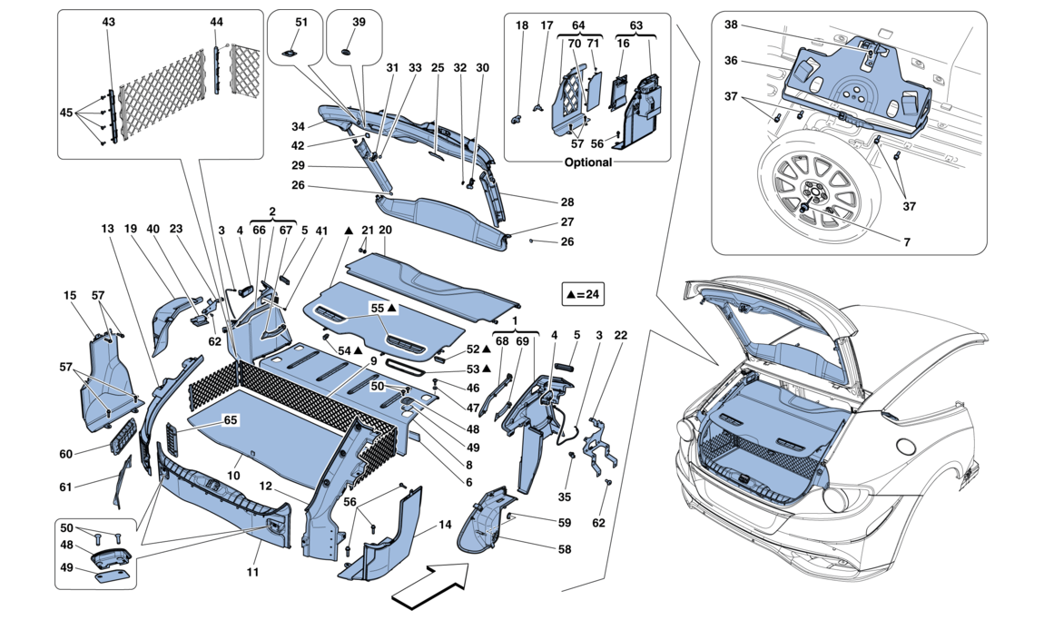 Schematic: Luggage Compartment Mats