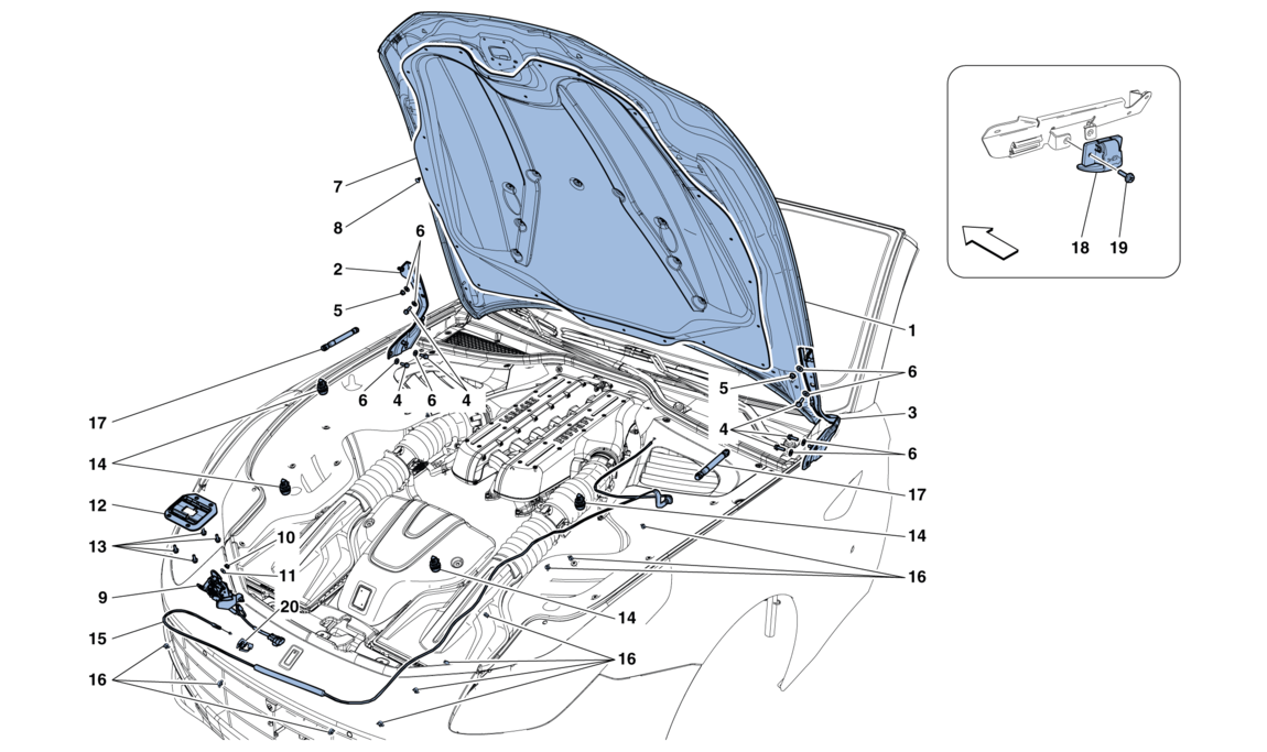 Schematic: Front Lid And Opening Mechanism
