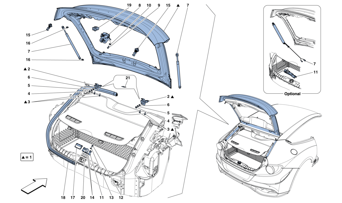 Schematic: Rear Lid And Opening Mechanism