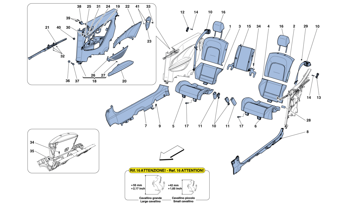 Schematic: Rear Seat - Seat Belts - Interior Trim