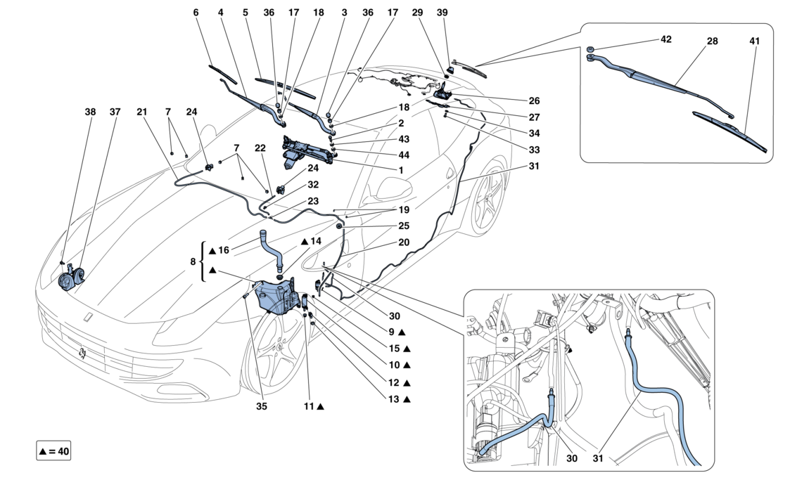 Schematic: Windscreen Wiper, Windscreen Washer And Horns