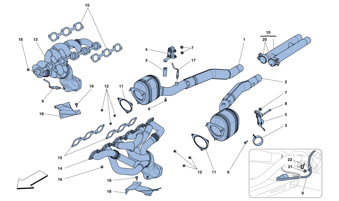 Schematic: Pre-Catalytic Converters And Catalytic Converters