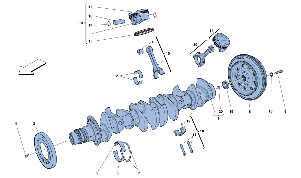 Schematic: Crankshaft - Connecting Rods And Pistons