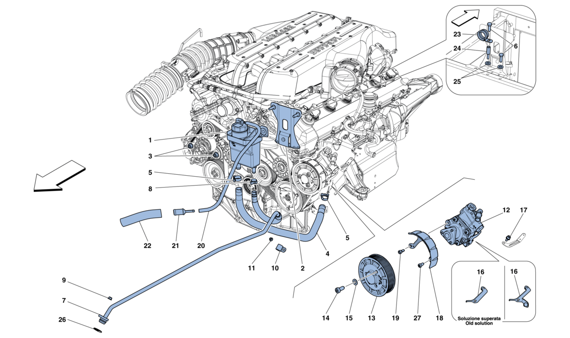 Schematic: Power Steering Pump And Reservoir