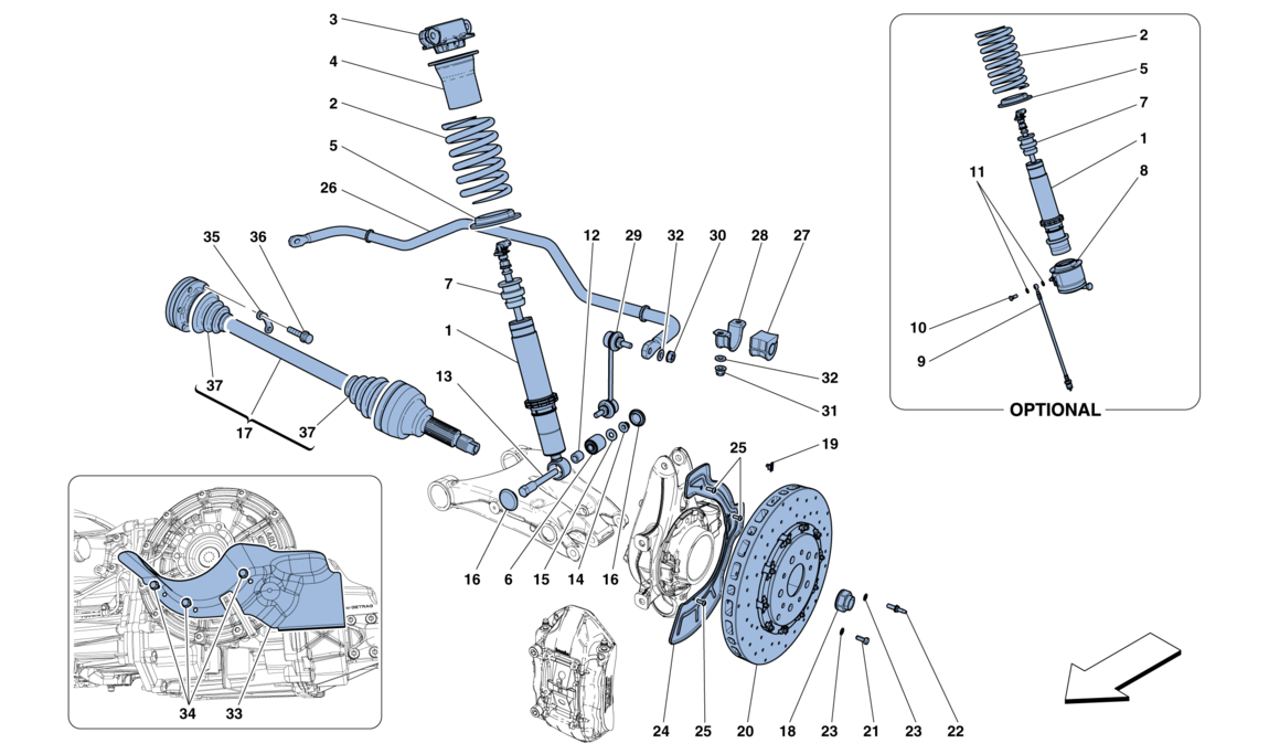 Schematic: Rear Suspension - Shock Absorber And Brake Disc