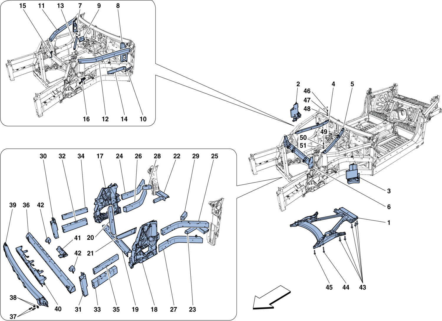 Schematic: Structures And Elements, Front Of Vehicle