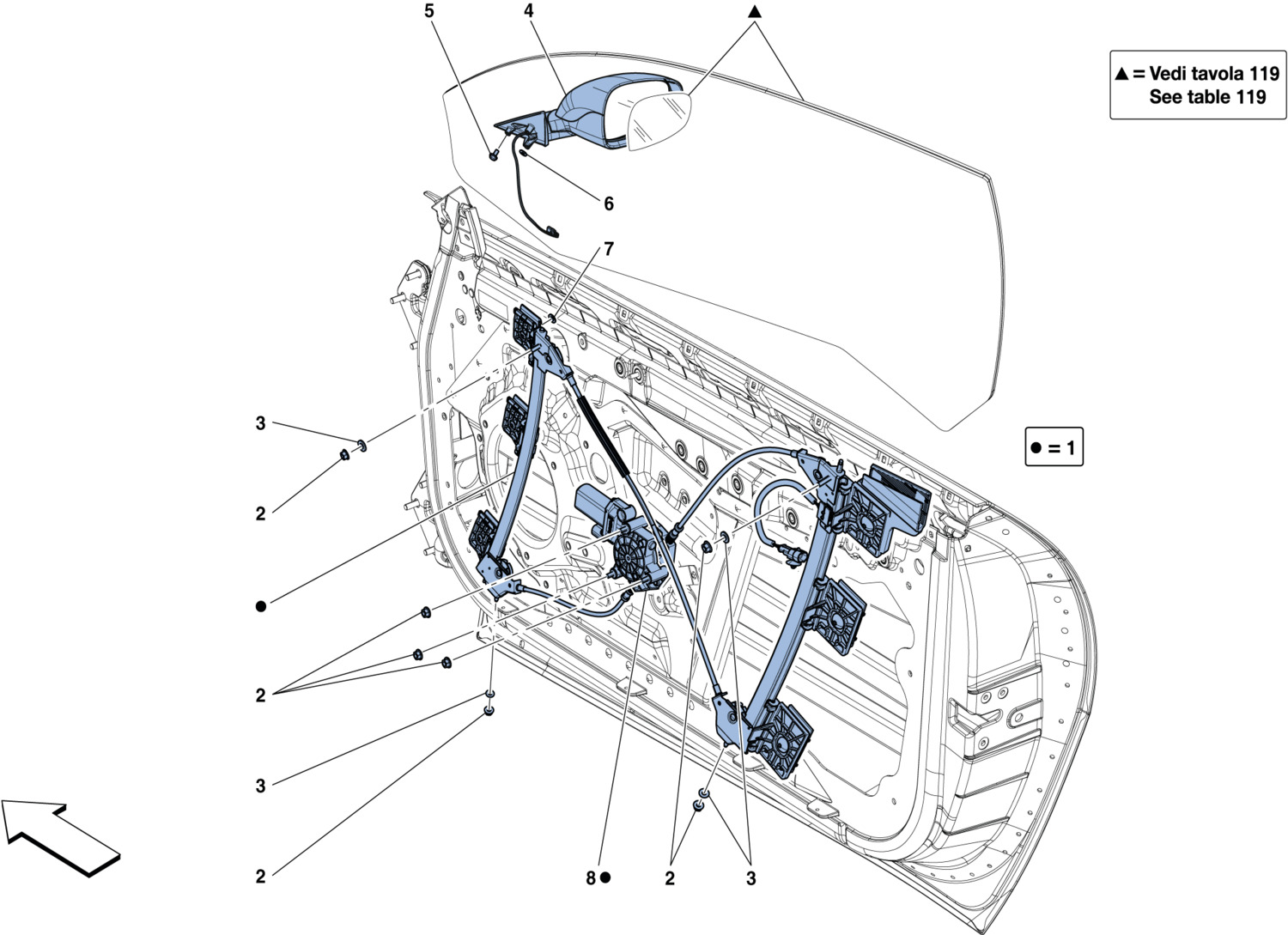 Schematic: Doors - Power Windows And Rear-View Mirror