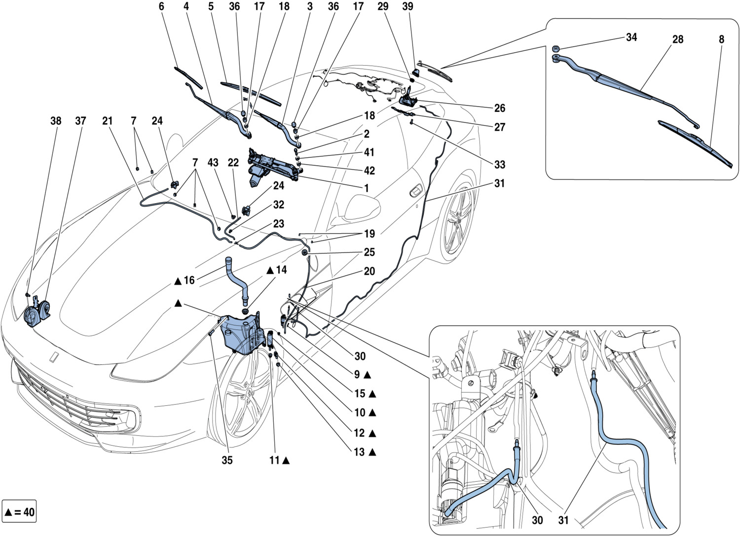 Schematic: Windscreen Wiper, Windscreen Washer And Horns