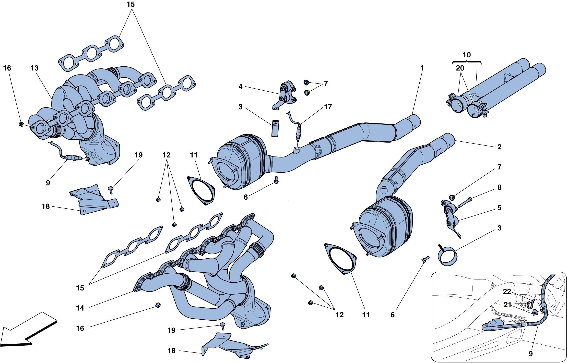 Schematic: Pre-Catalytic Converters And Catalytic Converters