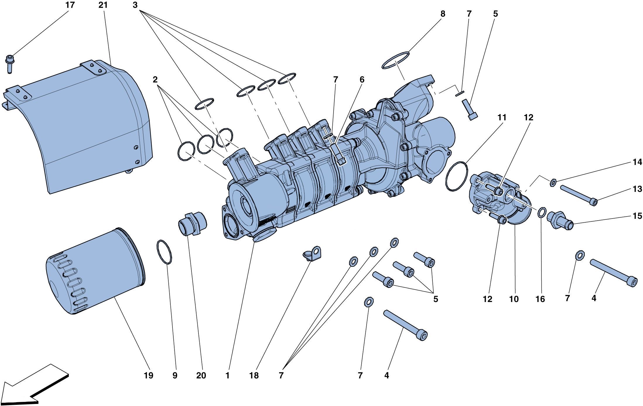 Schematic: Cooling - Water / Oil Pump