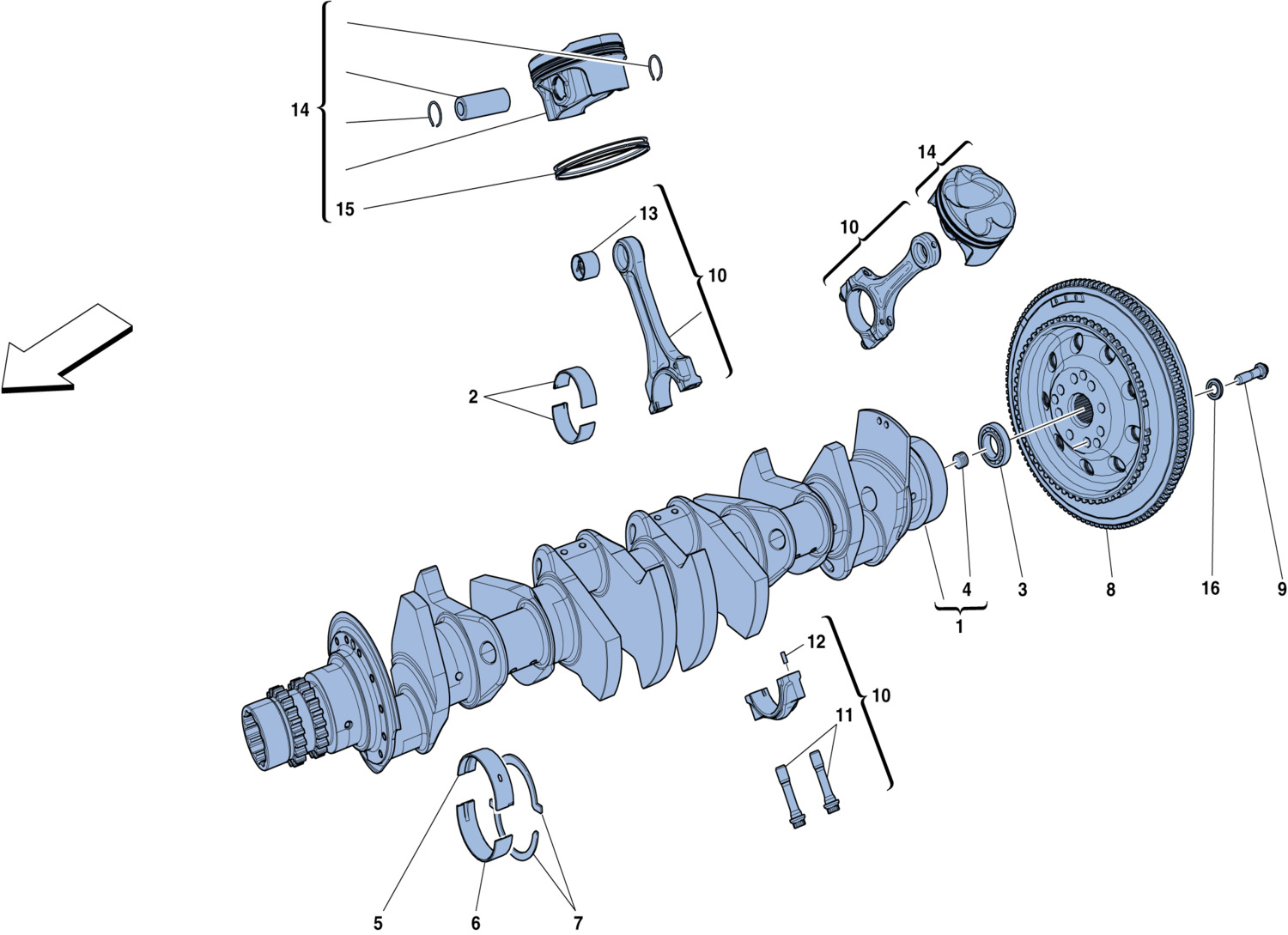 Schematic: Crankshaft - Connecting Rods And Pistons