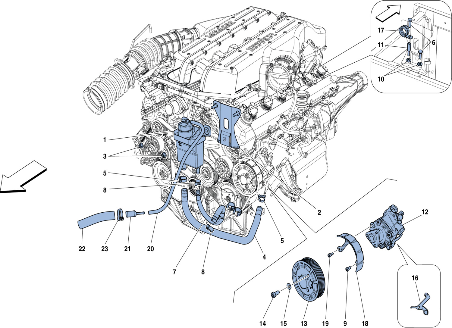 Schematic: Power Steering Pump And Reservoir