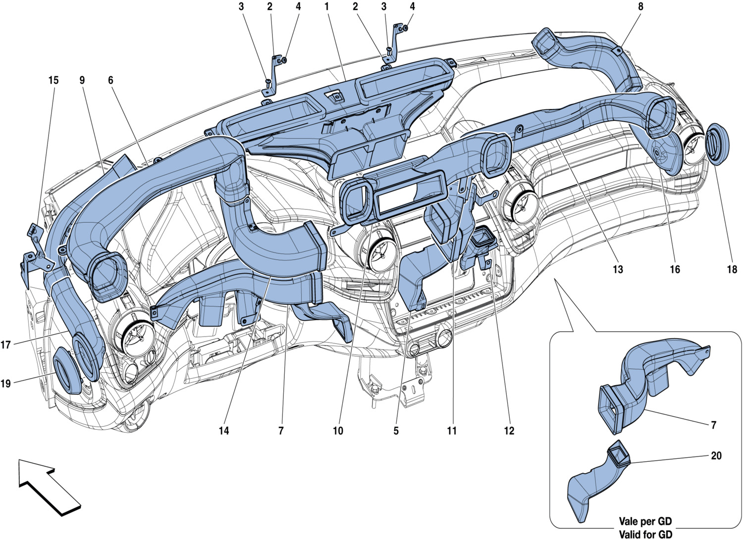 Schematic: Dashboard Air Ducts