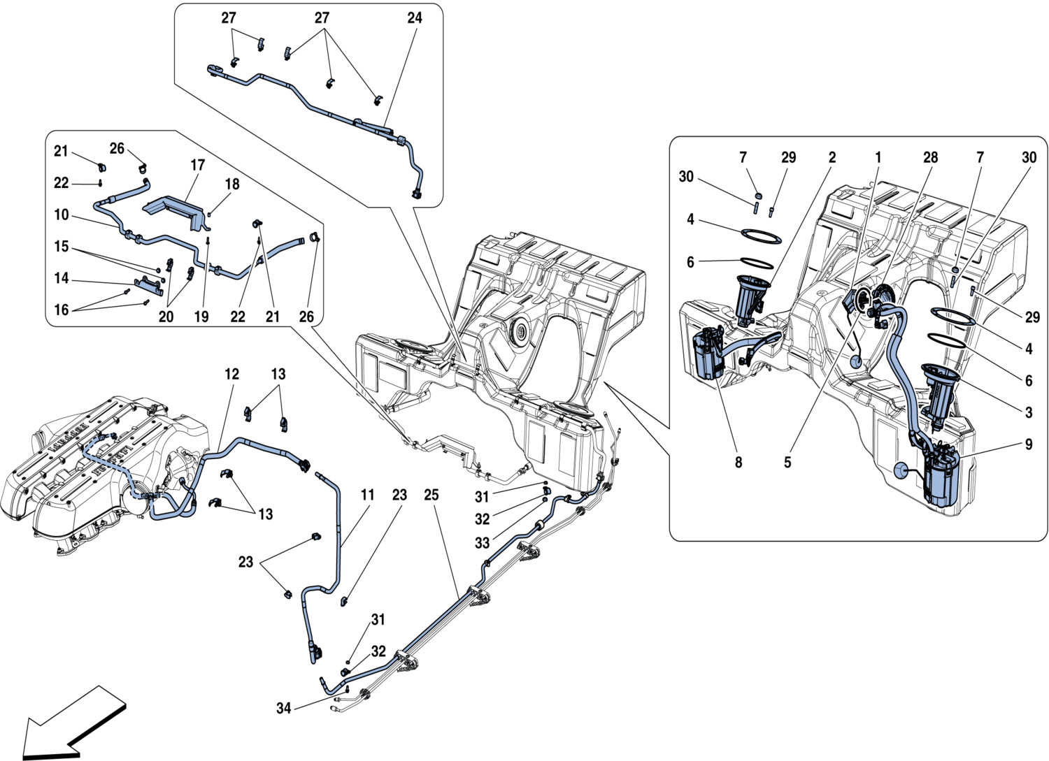 Schematic: Fuel System Pumps And Pipes