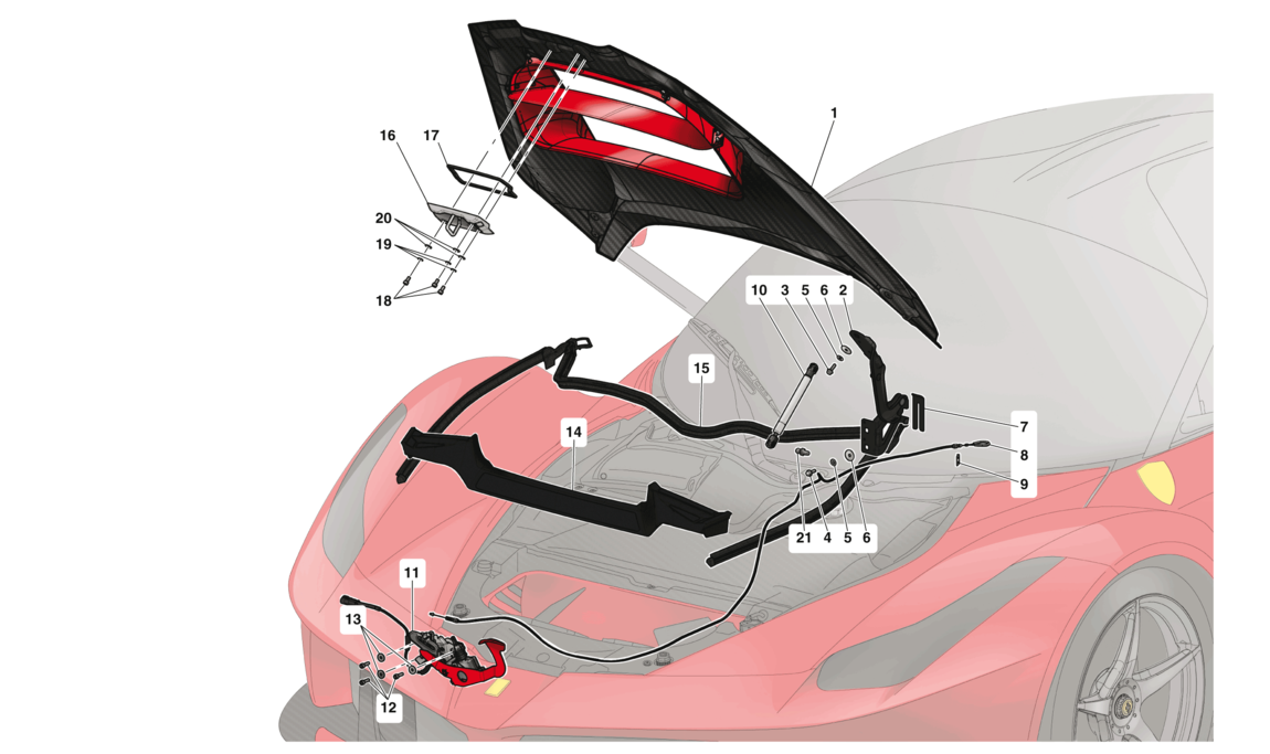 Schematic: Front Lid And Release Mechanism