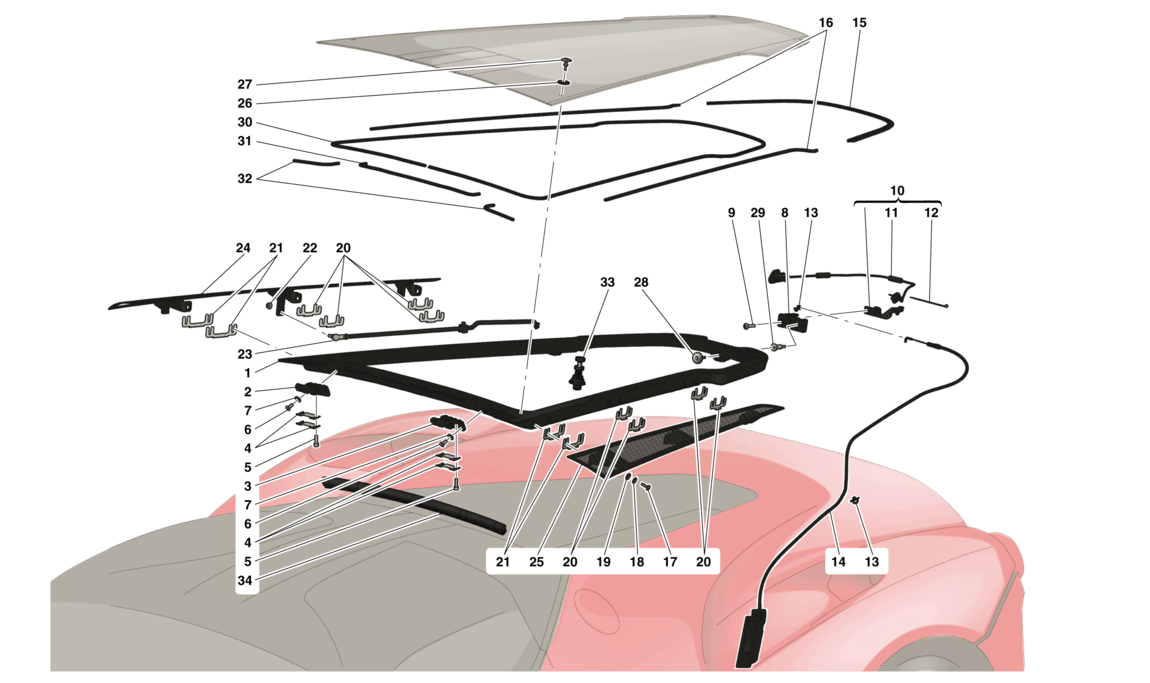 Schematic: Engine Compartment Lid And Release Mechanism