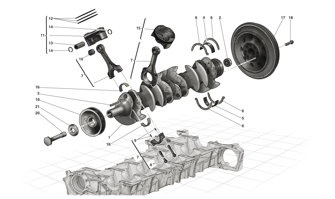 Schematic: Crankshaft - Connecting Rods And Pistons