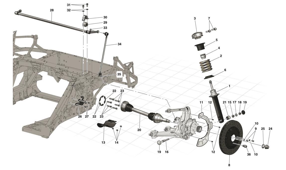 Schematic: Rear Suspension - Shock Absorber And Brake Disc