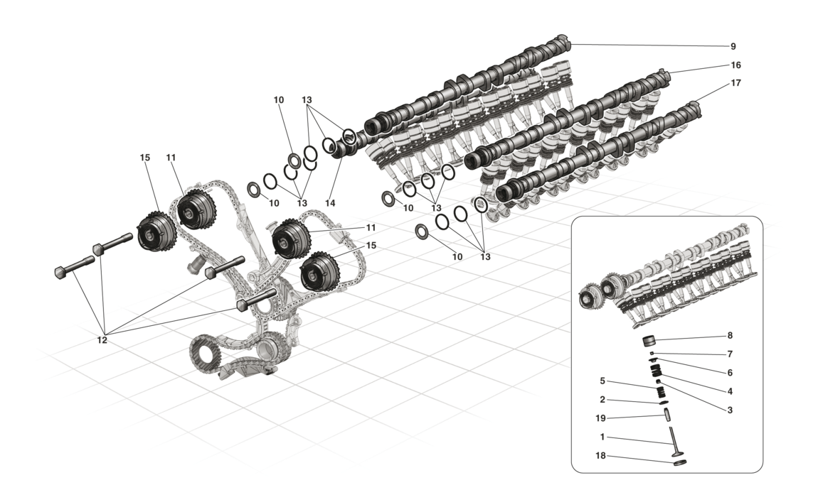 Schematic: Timing System - Tappets And Shafts
