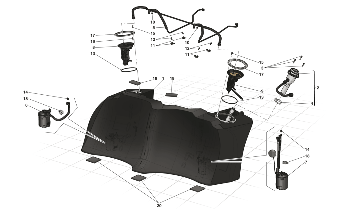 Schematic: Fuel Tank - Filler Neck And Pumps