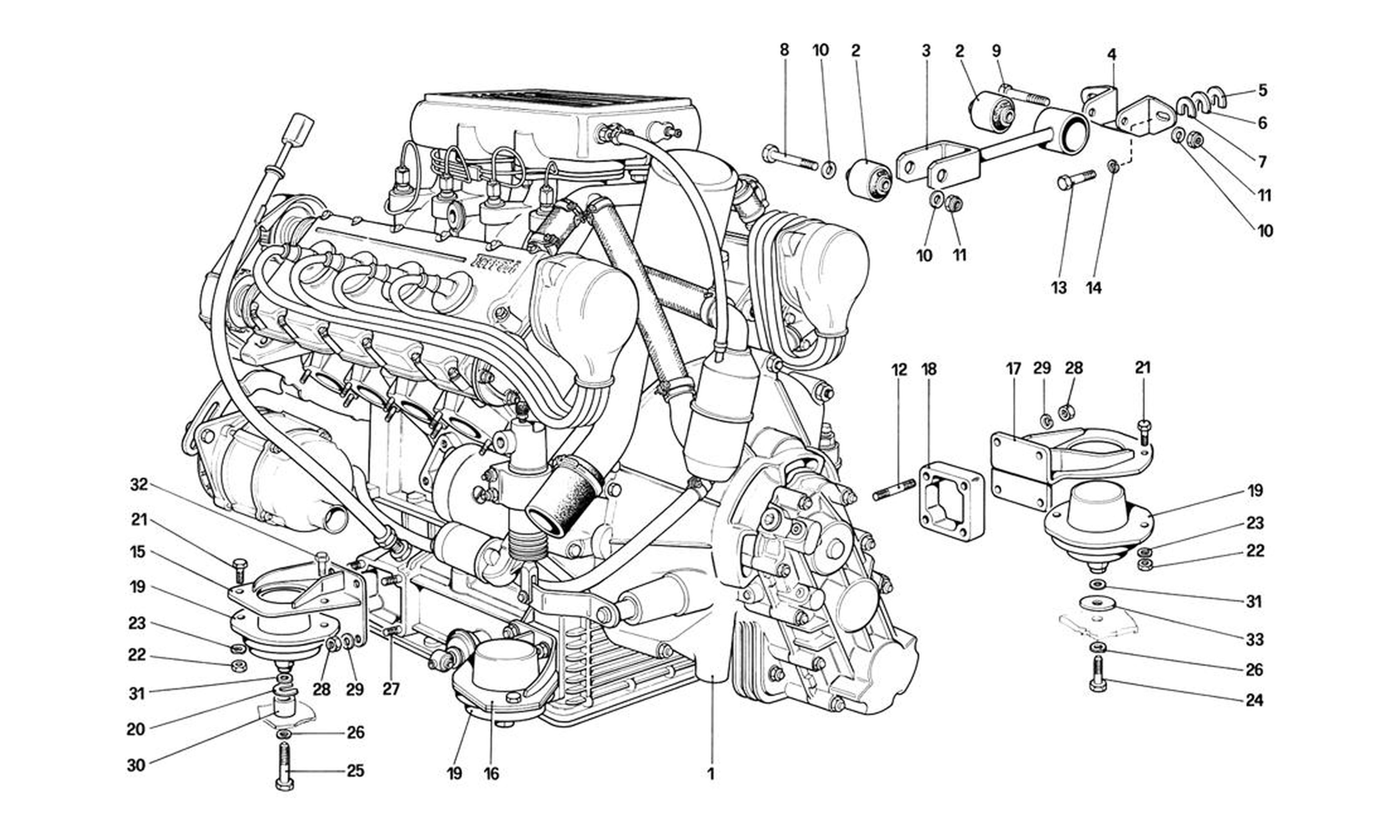 Schematic: Engine - Gearbox And Supports