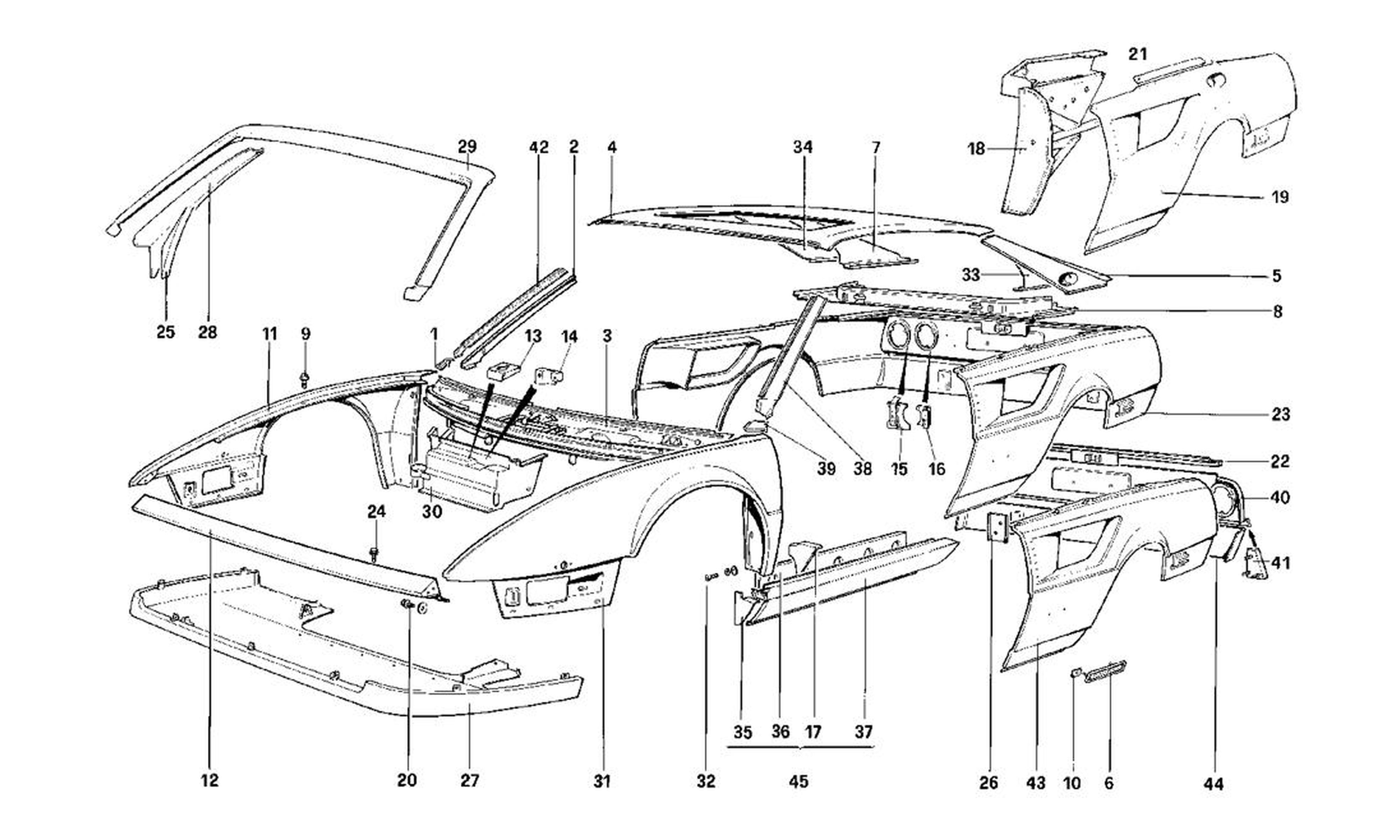 Schematic: Body Shell - Outer Elements