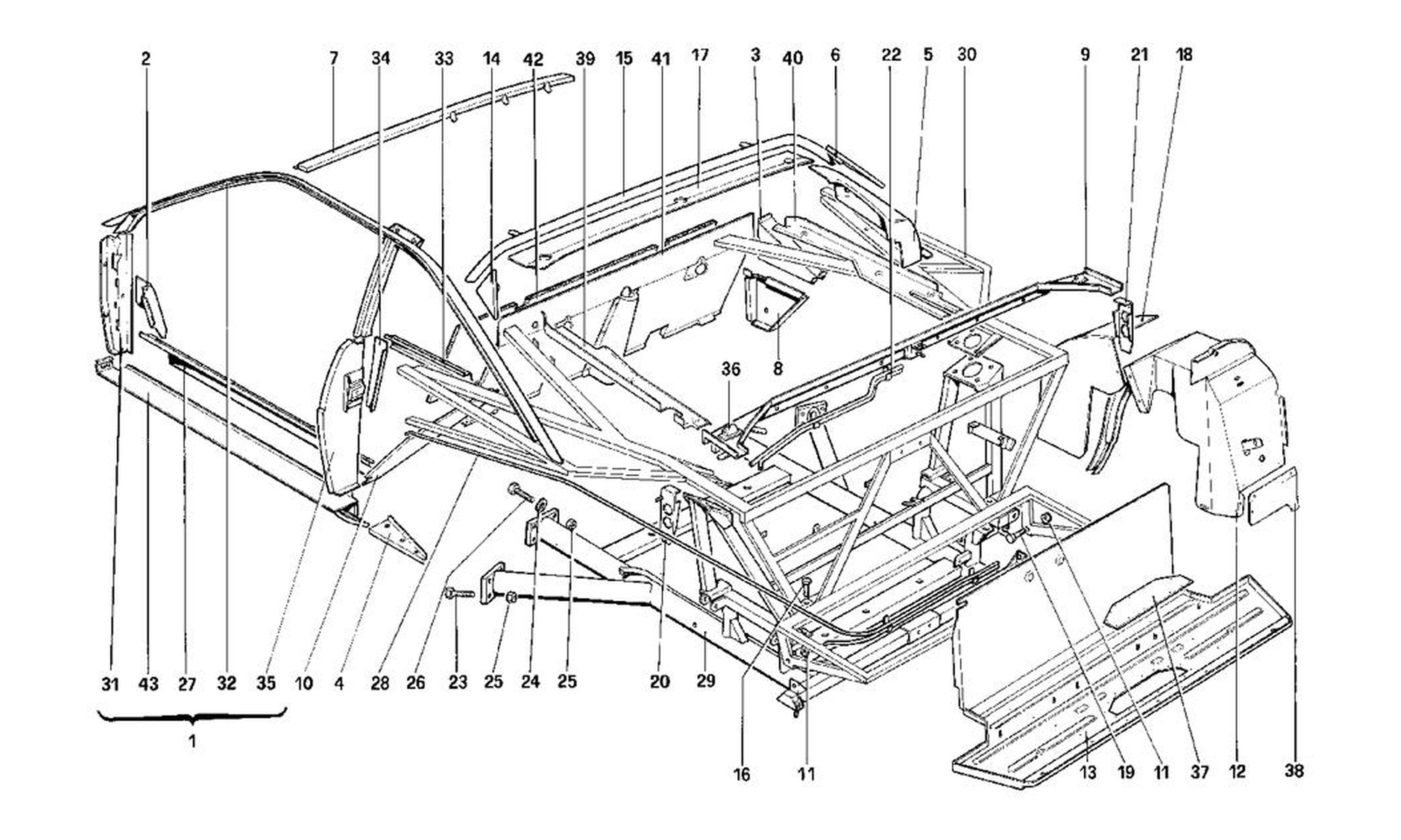 Schematic: Body Shell - Inner Elements - 3.2 Mondial Coupe