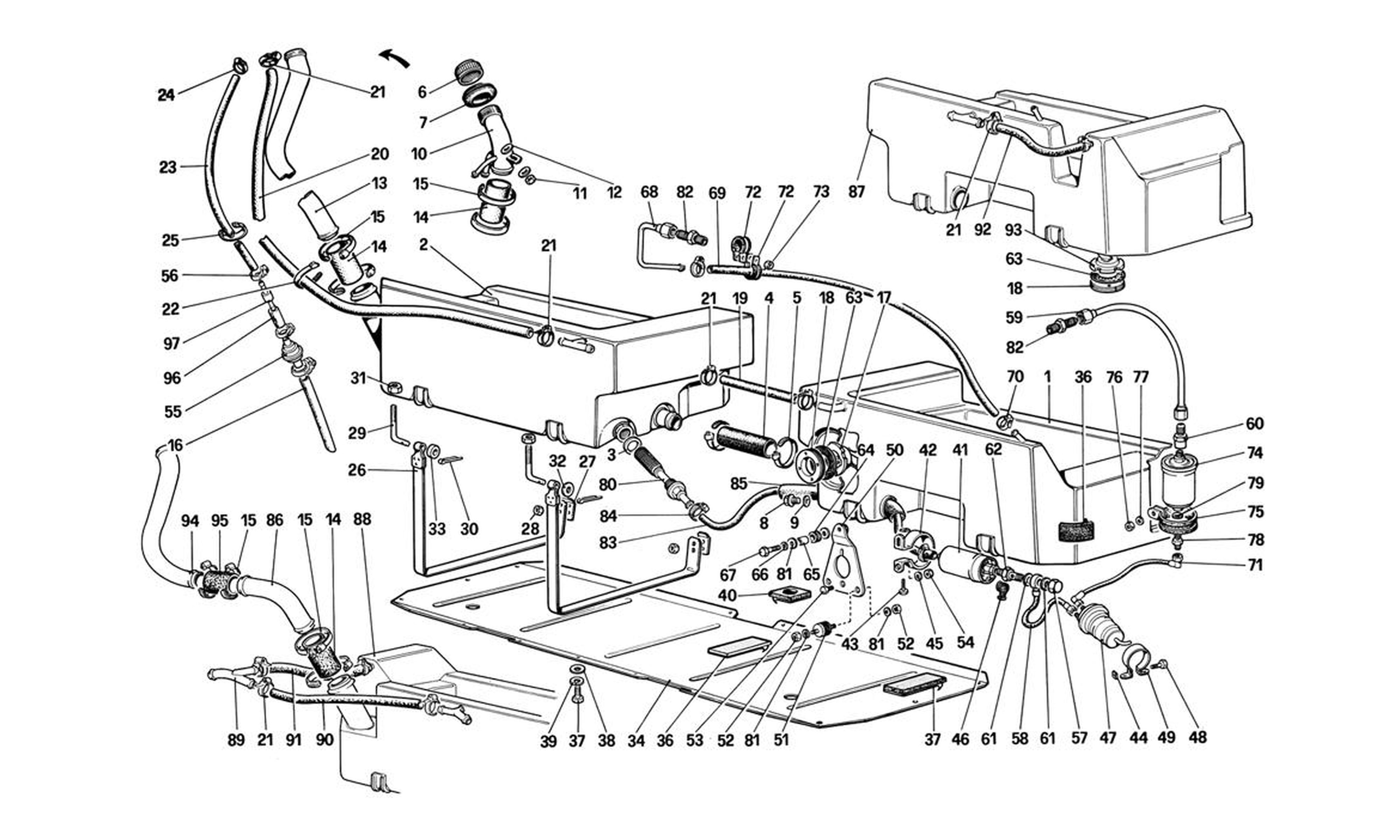 Schematic: Fuel Pump And Pipes (Not For Us Version)