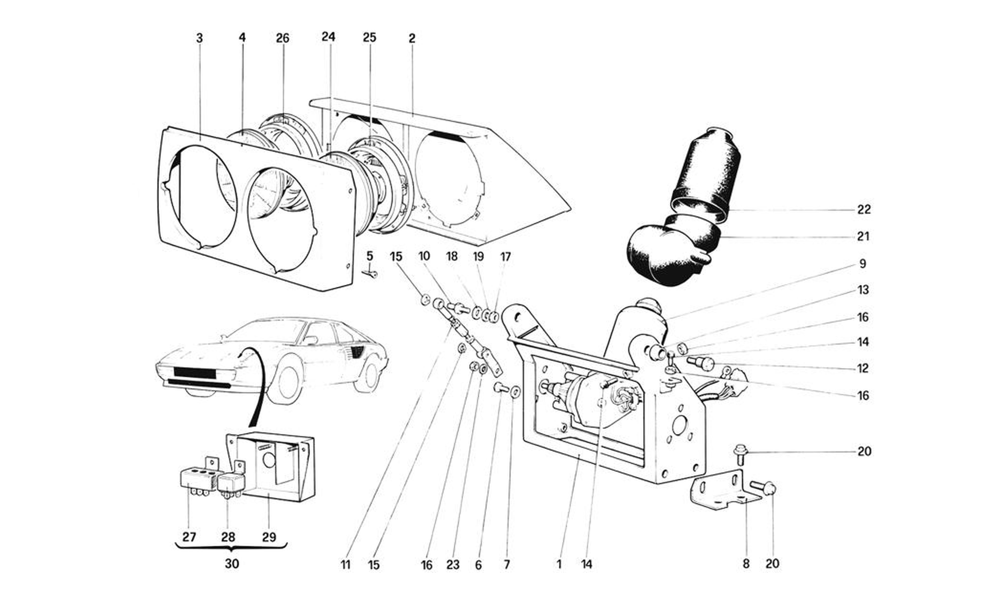 Schematic: Headlights Lifting Device And Headlights