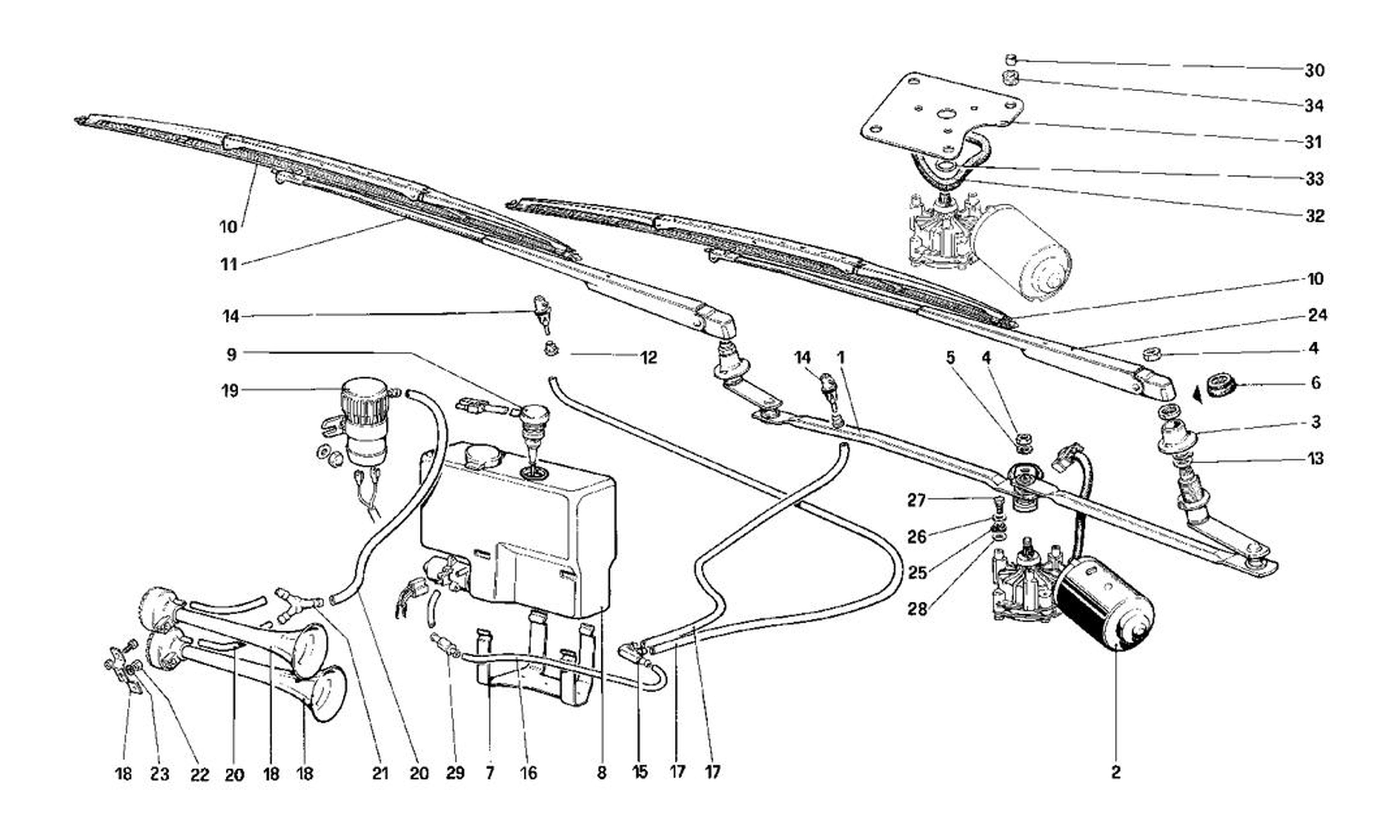 Schematic: Windshield Wiper And Horns