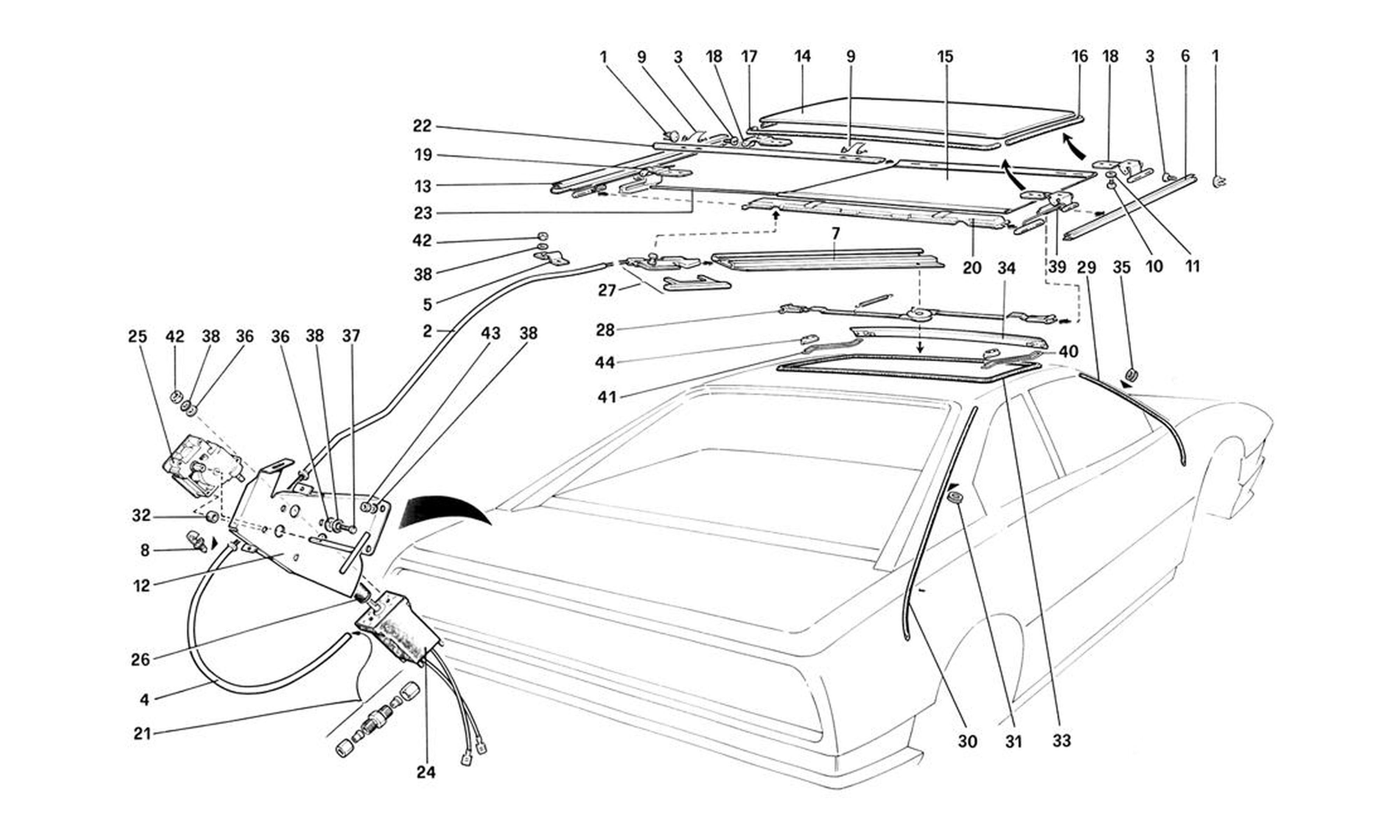 Schematic: Sun Roof - 3.2 Mondial Coupe