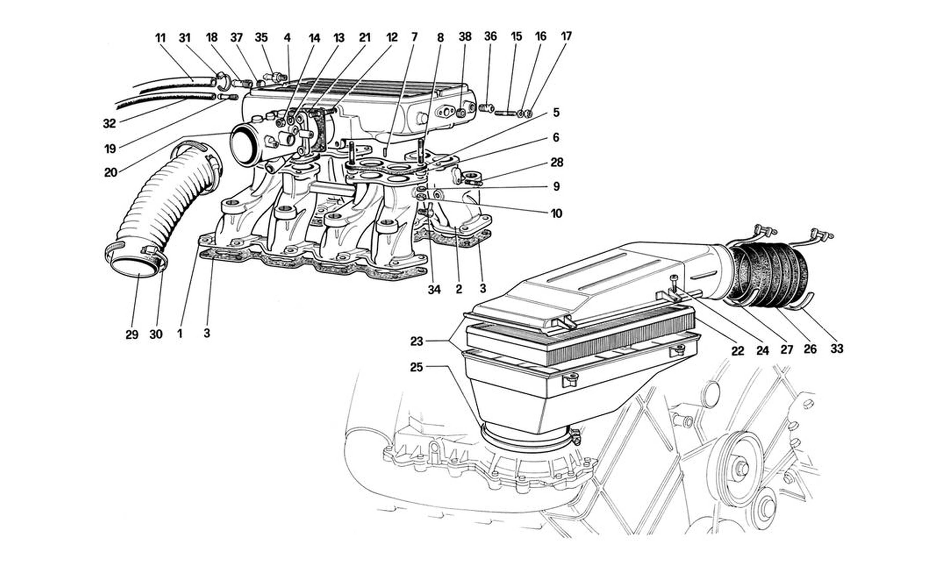 Schematic: Air Intake And Manifolds