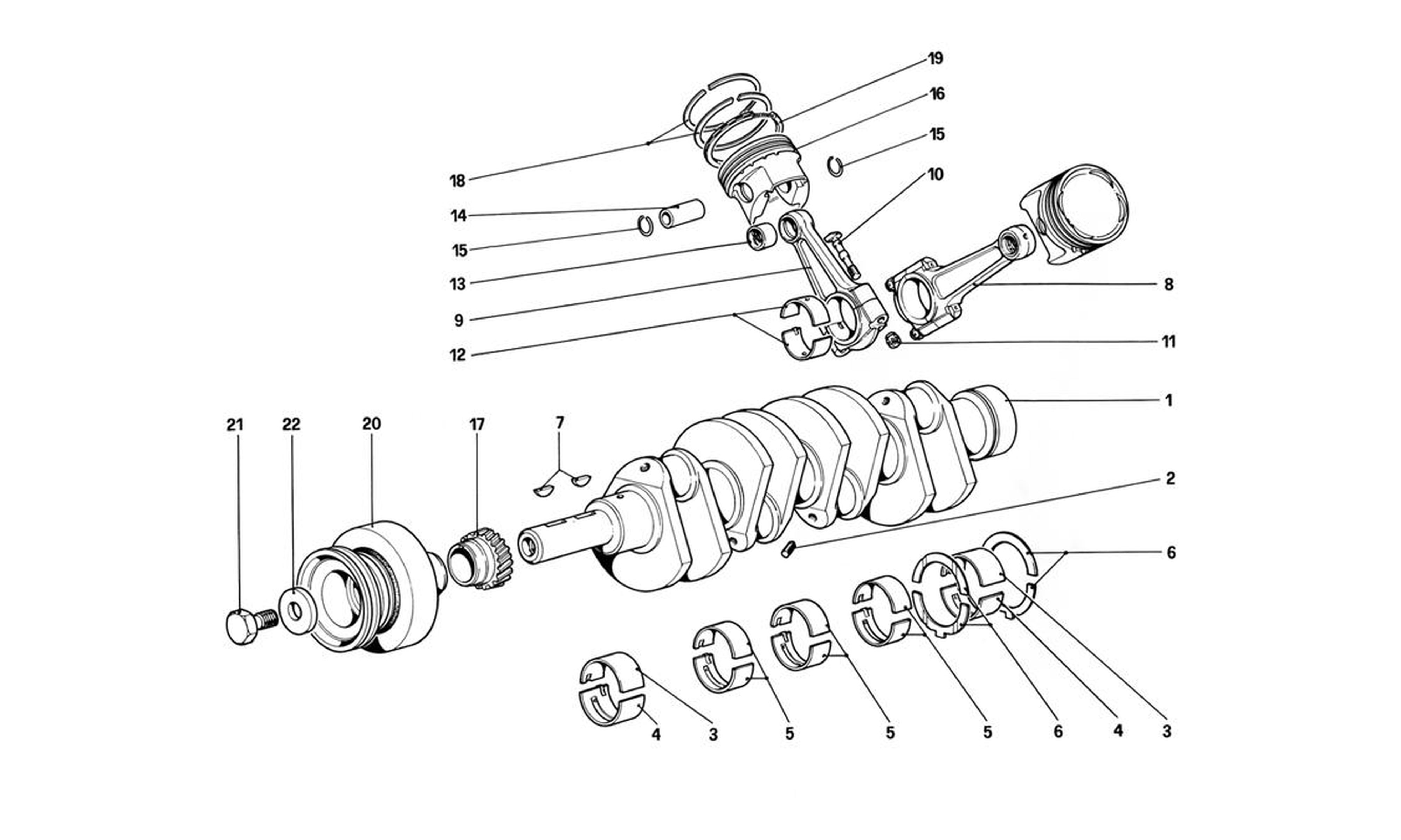 Schematic: Crankshaft - Connecting Rods And Pistons