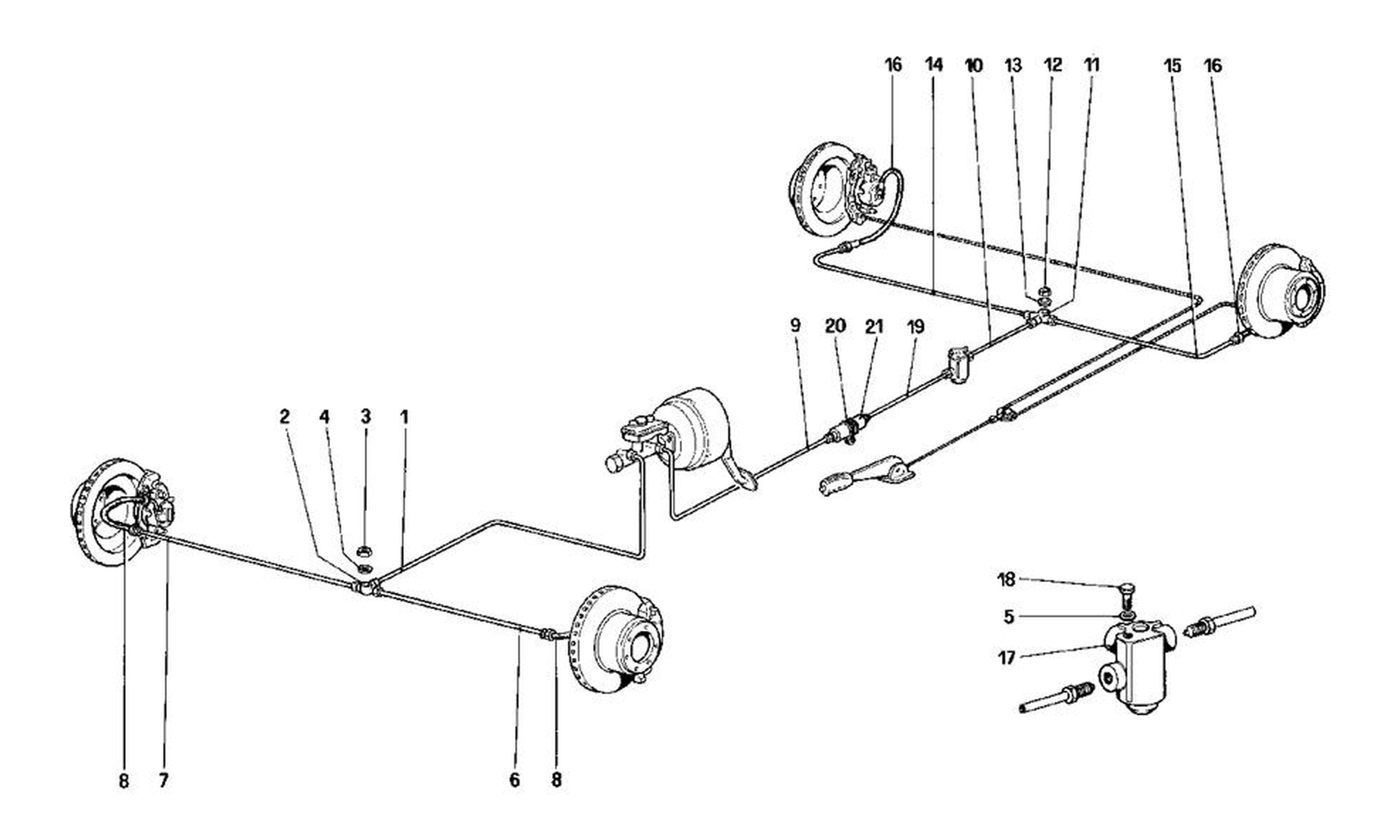 Schematic: Brake System (For Car Without Antiskid System)