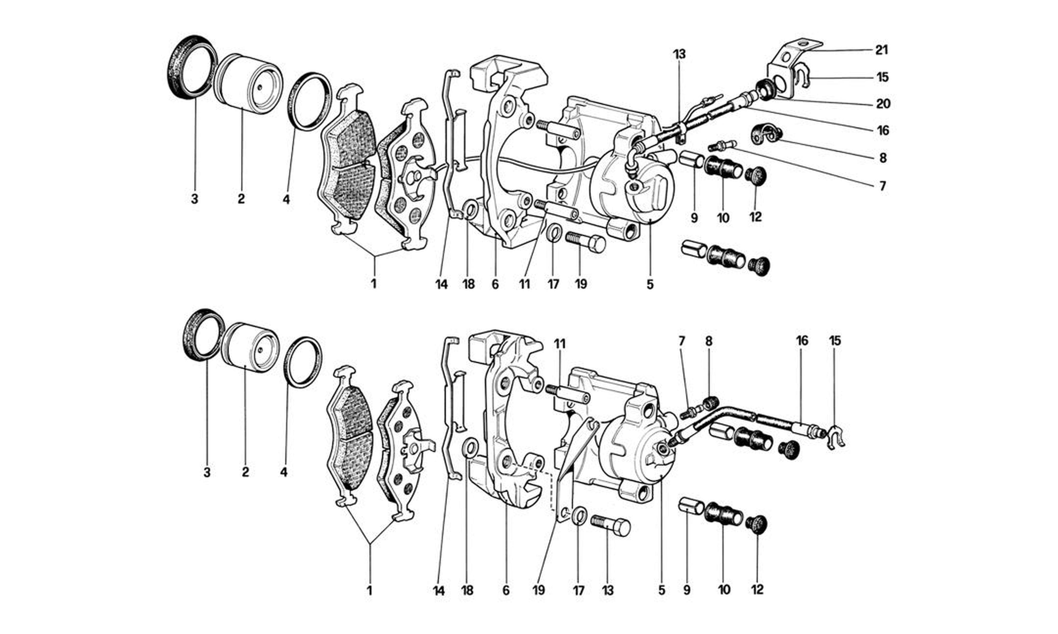 Schematic: Calipers For Front And Rear Brakes